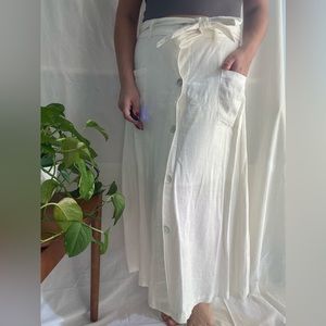 Flowy white linen skirt
